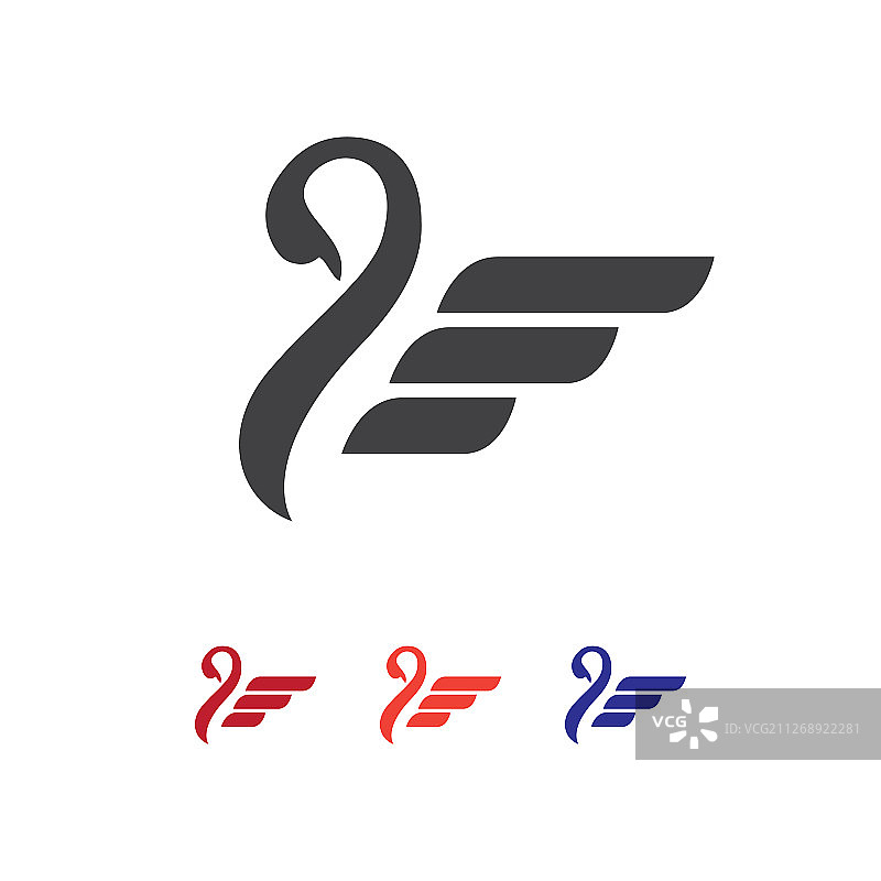 新款时尚的翅膀天鹅标志设计图片素材