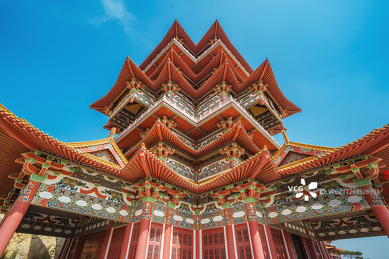 檐牙高啄的斗拱+江苏省徐州市金山桥经济开发区宝莲寺图片素材