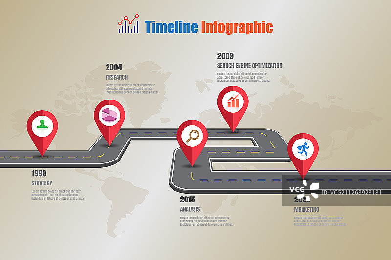 商业路线图时间轴信息图图片素材