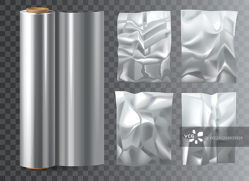 透明背景上褶皱的食品聚乙烯包装袋图片素材