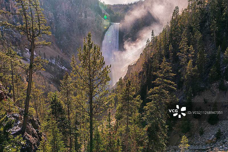 美国怀俄明黄石公园黄石瀑布图片素材