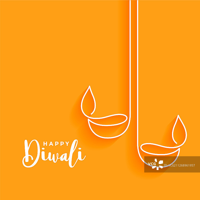 创意线条排灯节快乐简约背景图片素材