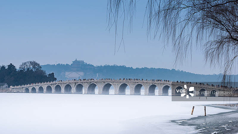 亚洲中国北京市颐和园十七拱桥图片素材