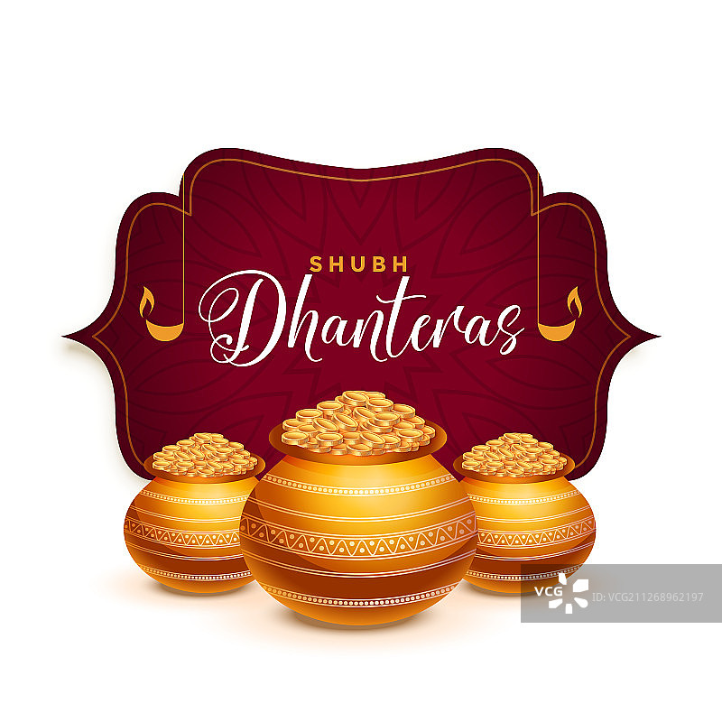 排灯节金色罐子贺卡图片素材