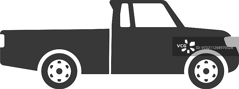 黑色皮卡车图标：配送和汽车标志图片素材