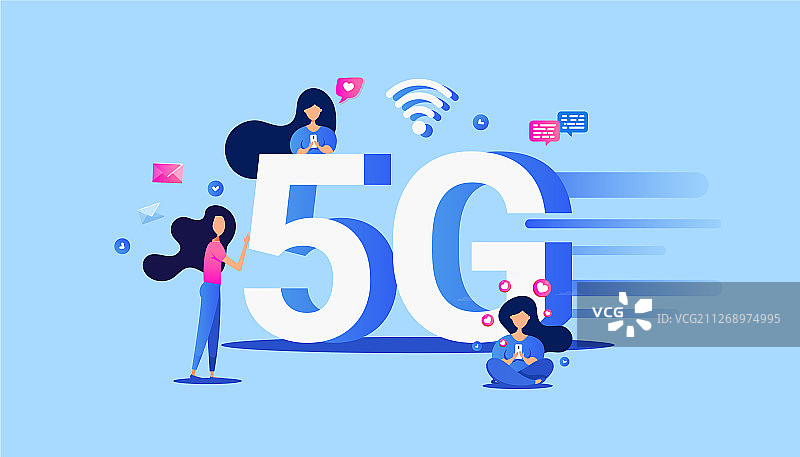 创意5G技术智能手机概念图片素材