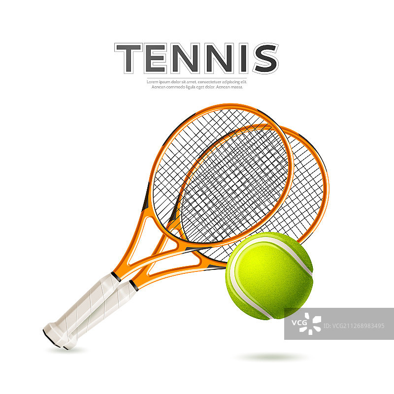 逼真网球拍和球体3D图标图片素材