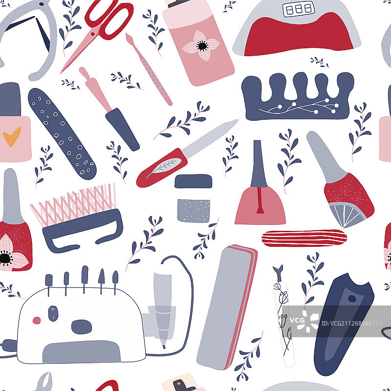 美甲美足设备无缝图案图片素材