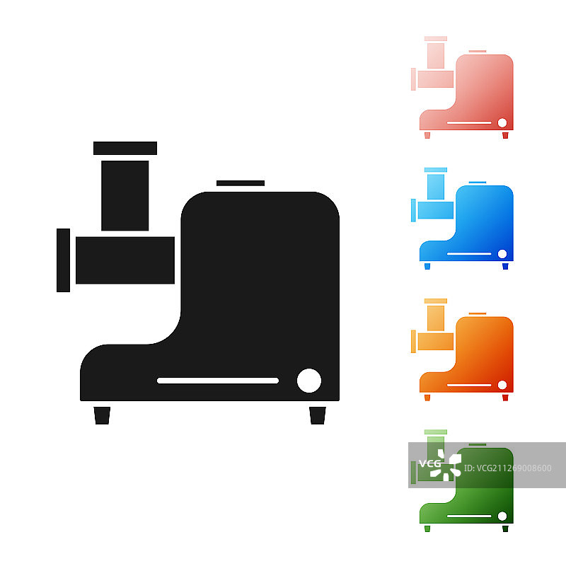 黑色厨房绞肉机图标，白色背景图片素材