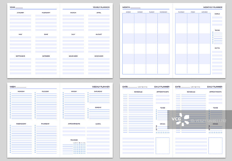 规划笔记页面模板（年度、月度）图片素材