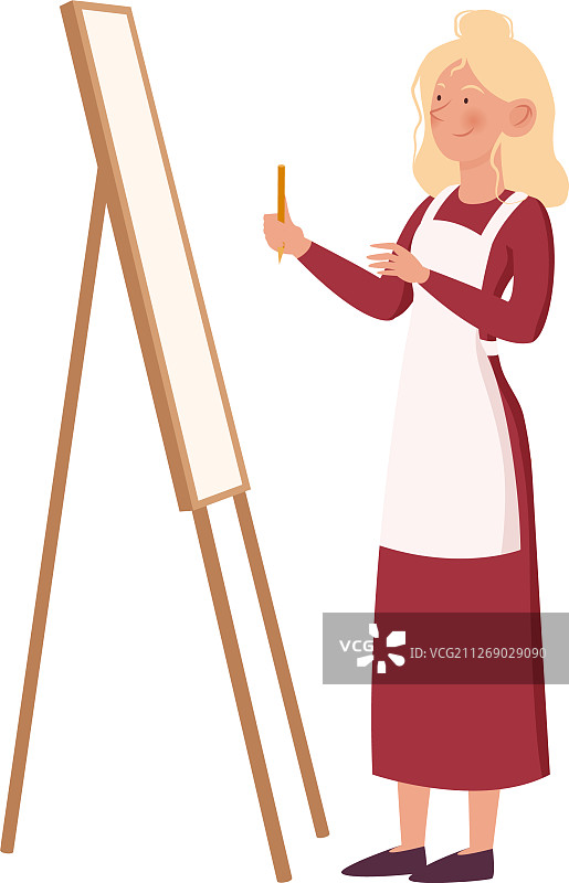 穿着红色连衣裙和白色围裙的女孩图片素材