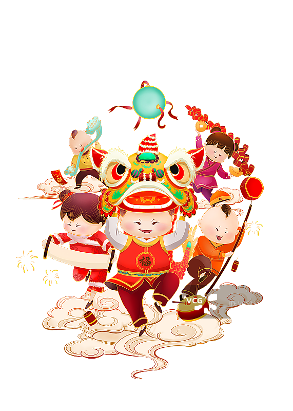 舞狮闹新春图片素材