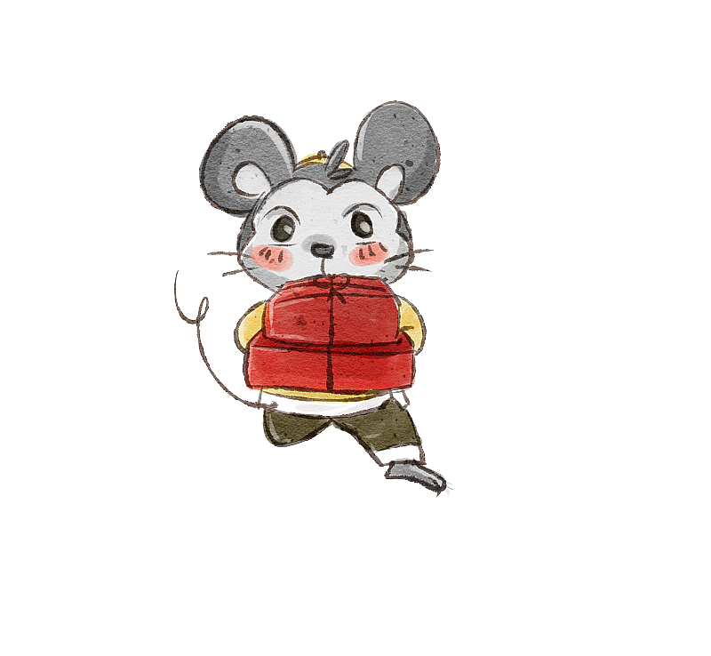 春节鼠年老鼠赶年集购物插画元素图片素材