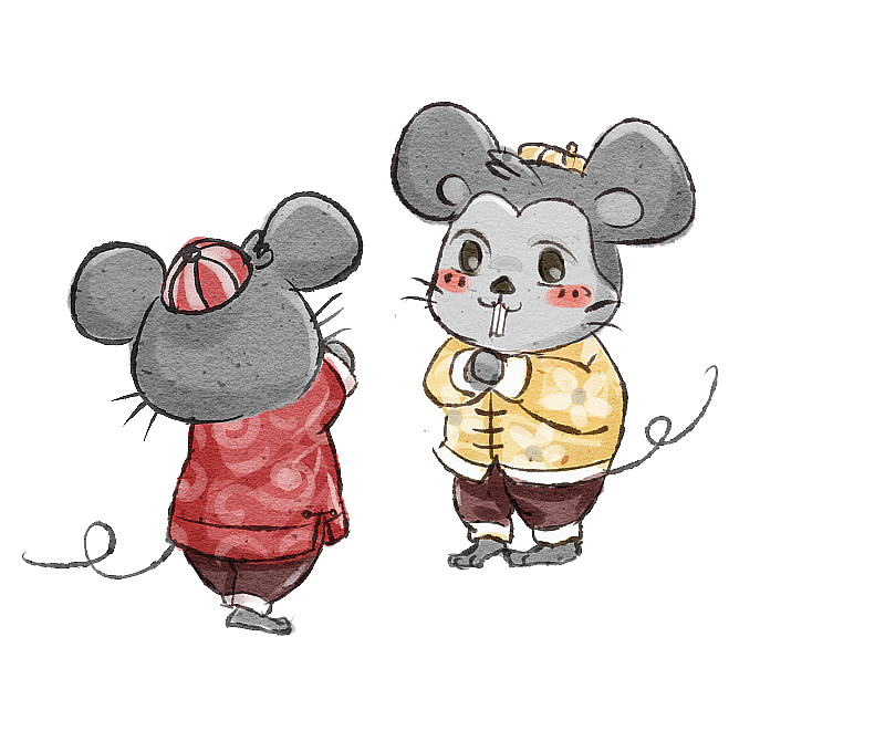 春节鼠年老鼠拜年插画元素图片素材