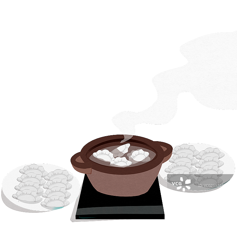 二十四节气冬至习俗吃饺子插画图片素材