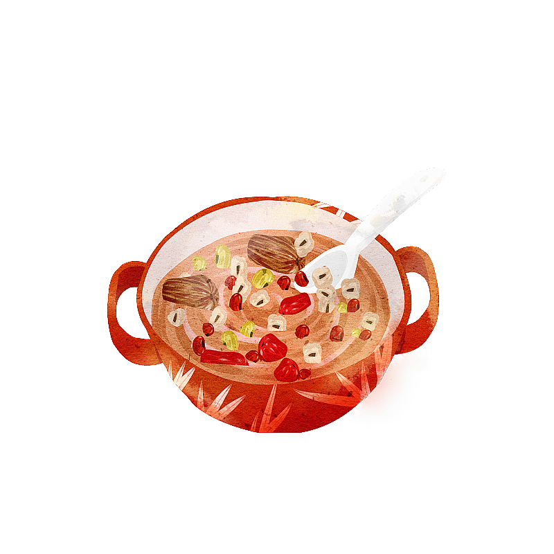 水彩风格腊八粥插画图片素材