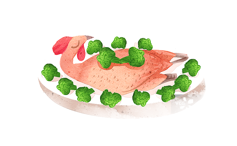 水彩风格菜肴烧鸡插画图片素材