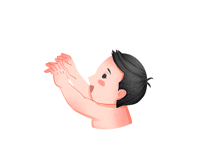 男孩泡温泉玩耍插画图片素材