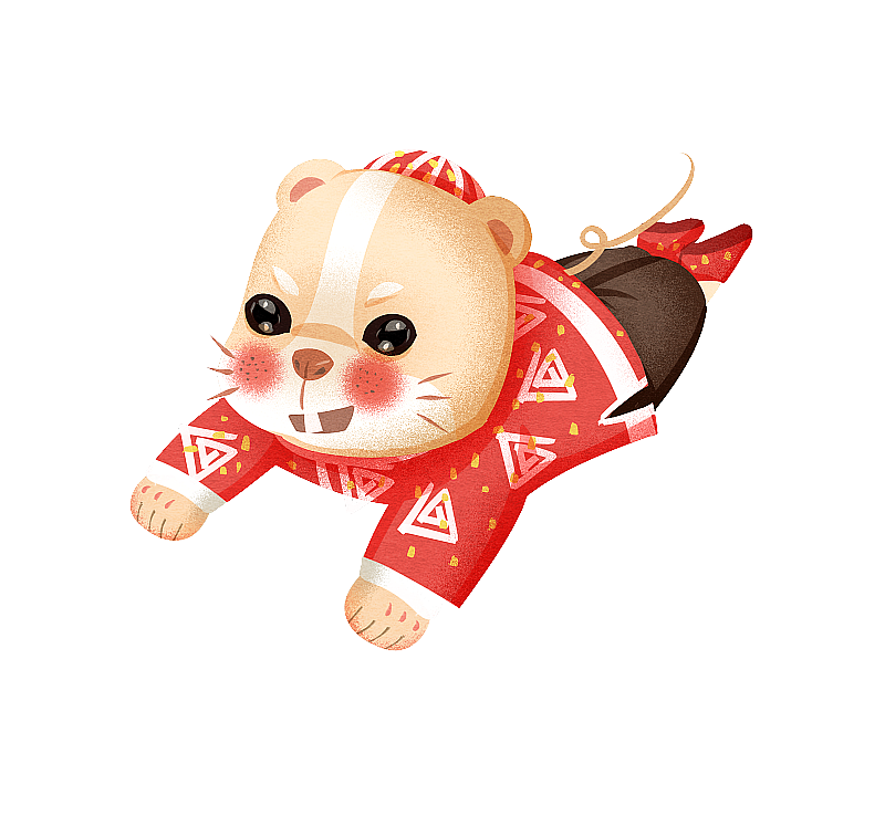 红色的2020年鼠年来了插画图片素材