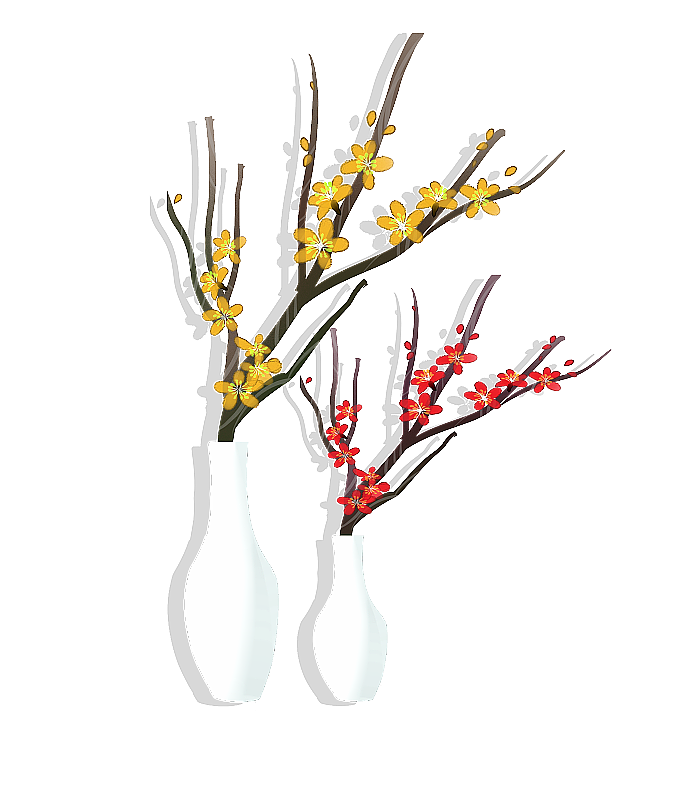 春节年货装饰品腊梅花插画图片素材