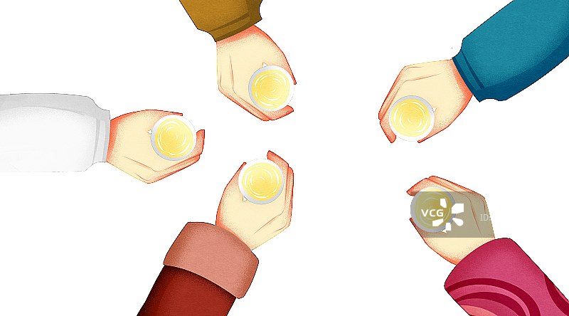 酒桌上干杯插画图片素材
