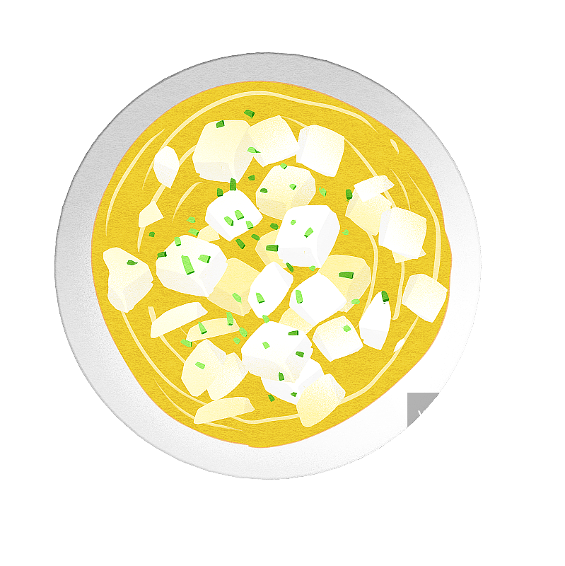 蟹黄豆腐菜肴插画图片素材