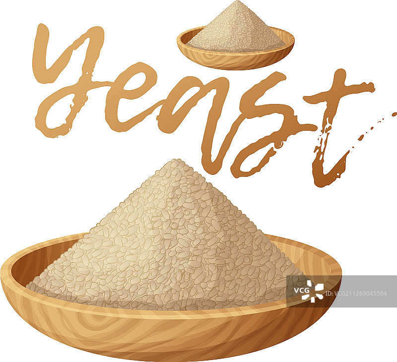 木盘中的干燥酵母卡通图片素材