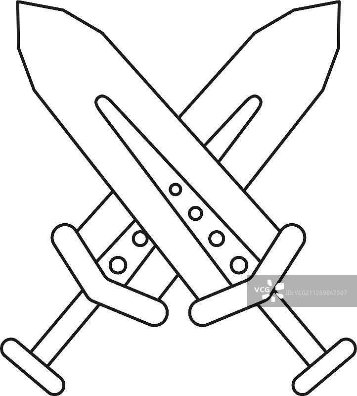 黑白线条艺术交叉阔剑图片素材