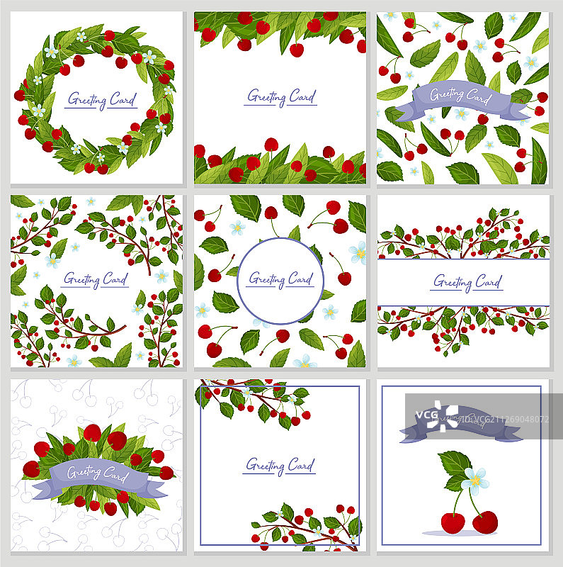 樱桃浆果贺卡图片素材