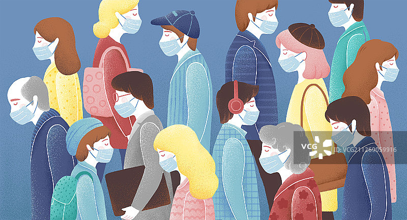 戴口罩的人群图片素材