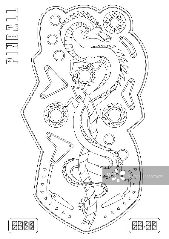 弹珠击打弹珠台涂色书图片素材