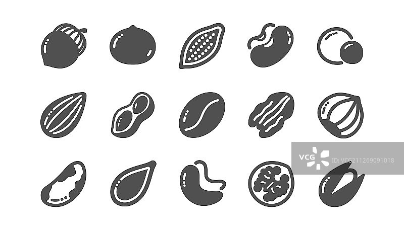 坚果和种子图标：榛子、杏仁图片素材