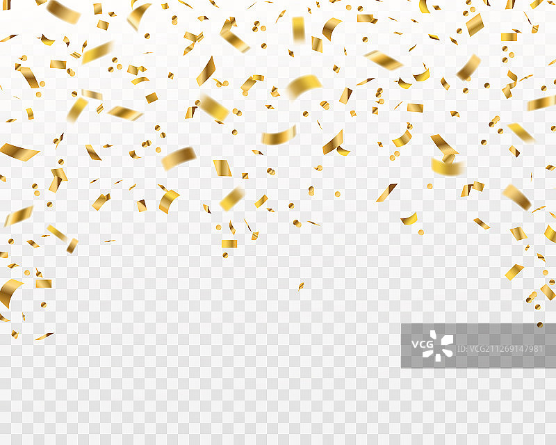 金色五彩纸屑飘落的金箔彩带图片素材