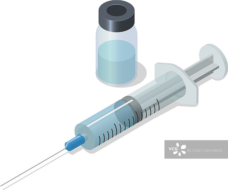 白色背景上的疫苗瓶注射器图片素材