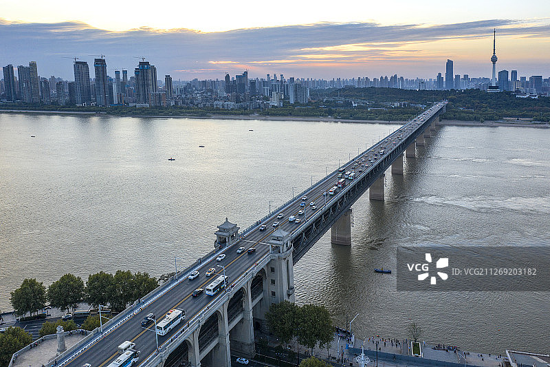 武汉长江大桥 航拍图片素材