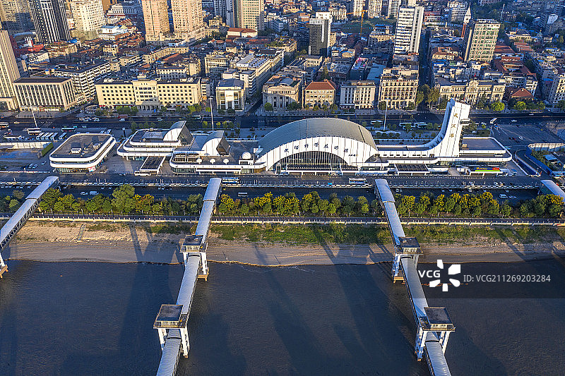 武汉港 武汉科学技术馆 航拍图片素材