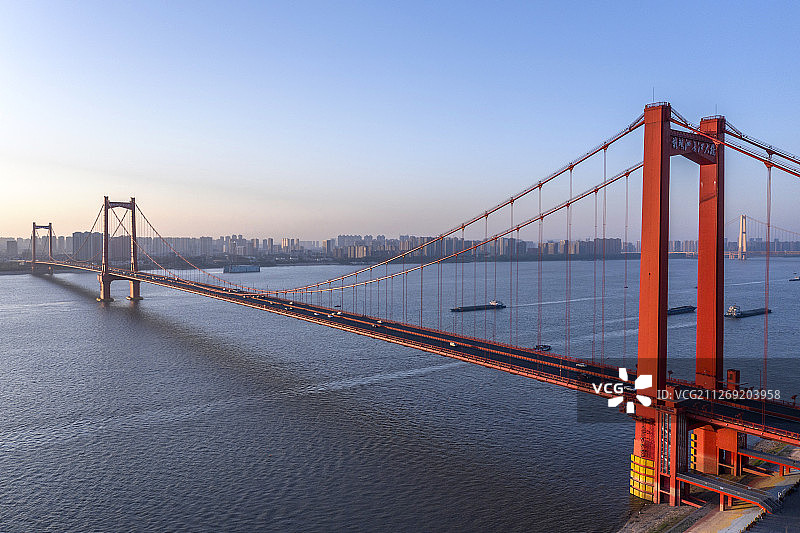 武汉 鹦鹉洲长江大桥 航拍图片素材