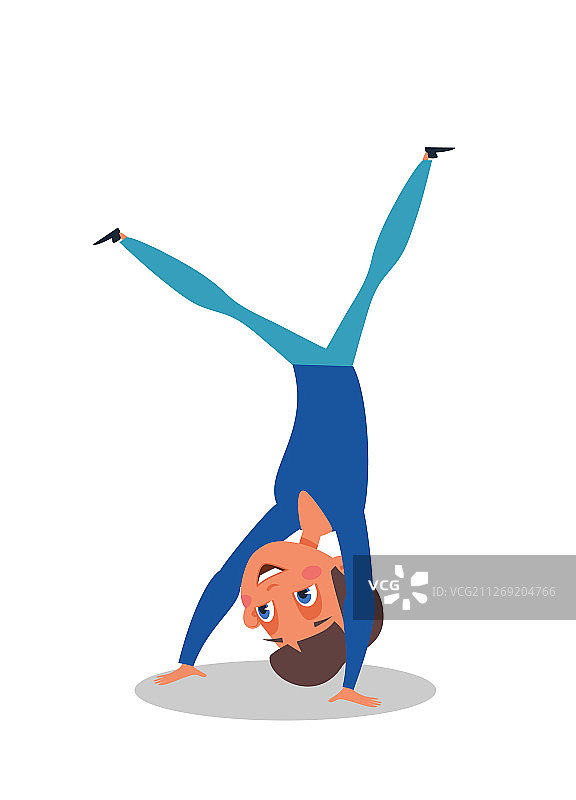 倒立的小男孩扁平人物图片素材
