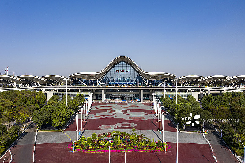 武汉火车站 航拍图片素材