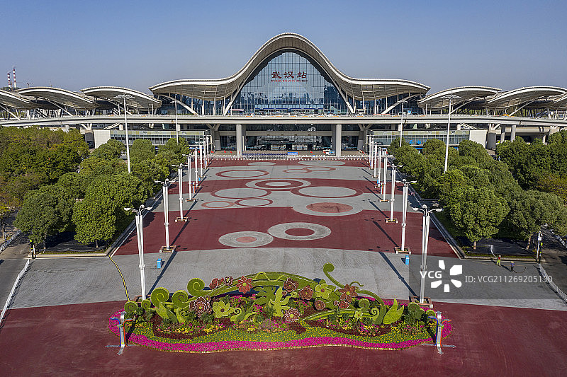 武汉火车站 航拍图片素材