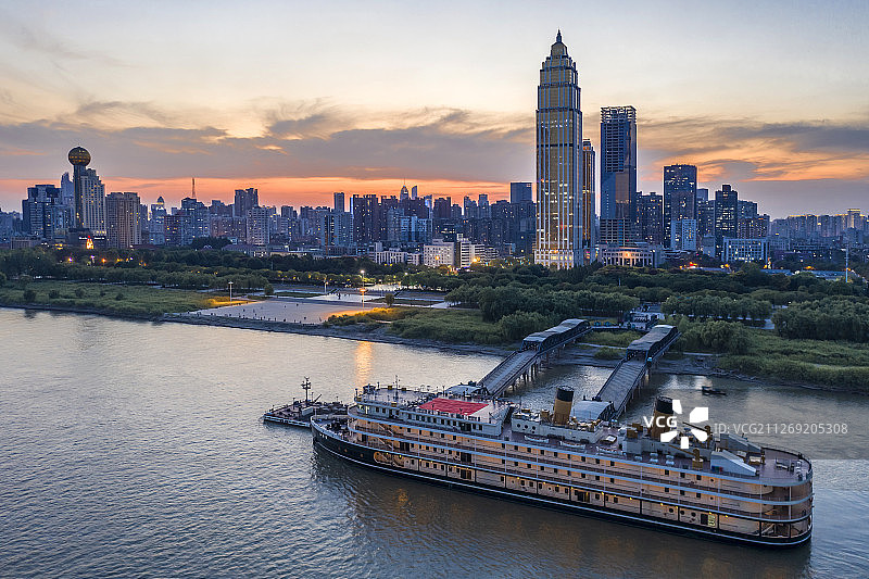 武汉 江滩 知音号 航拍图片素材