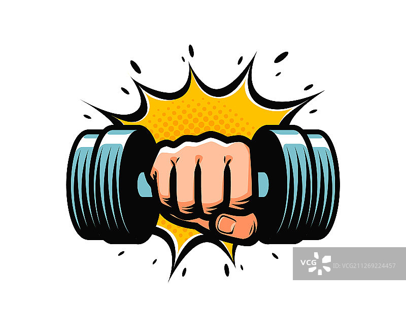 手臂与哑铃健身俱乐部标志图片素材