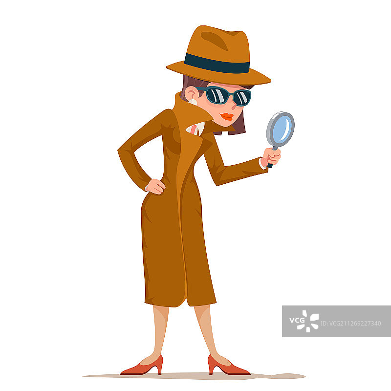 使用放大镜搜索的侦探女性图片素材