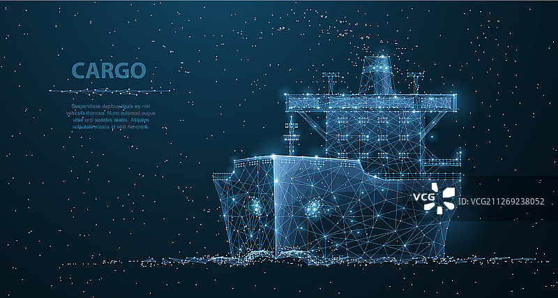 全球货船多边形线框网格艺术图片素材