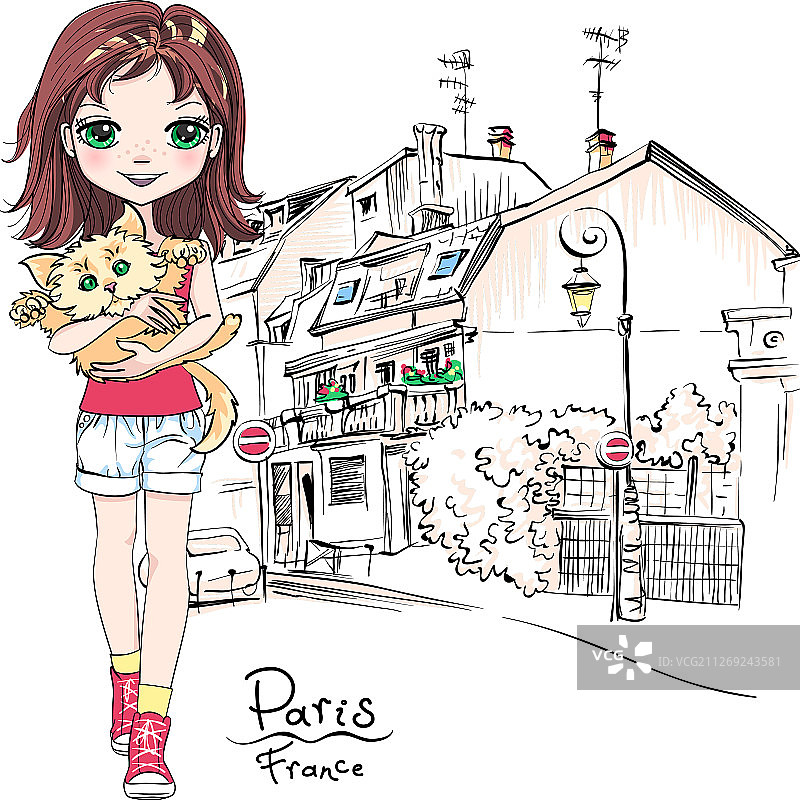 巴黎的女孩图片素材