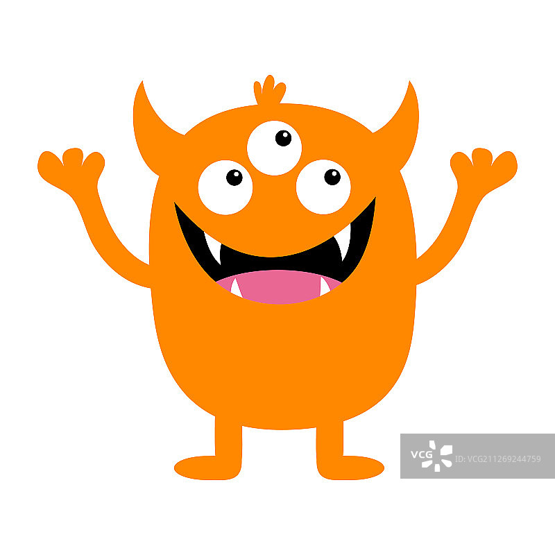 橙色怪物剪影可爱卡通图片素材
