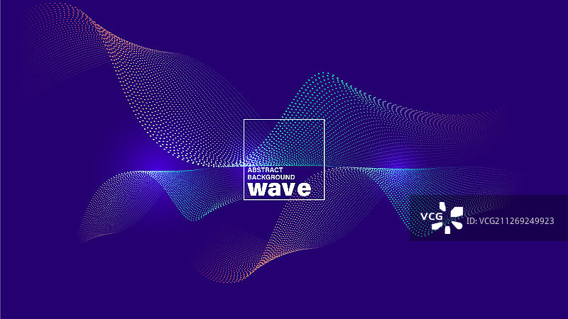 霓虹蓝紫色上的抽象波浪图片素材