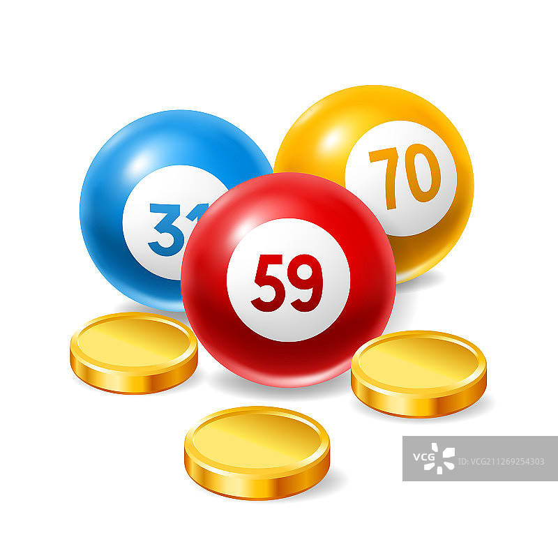 彩色数字球宾果或彩票卡图片素材