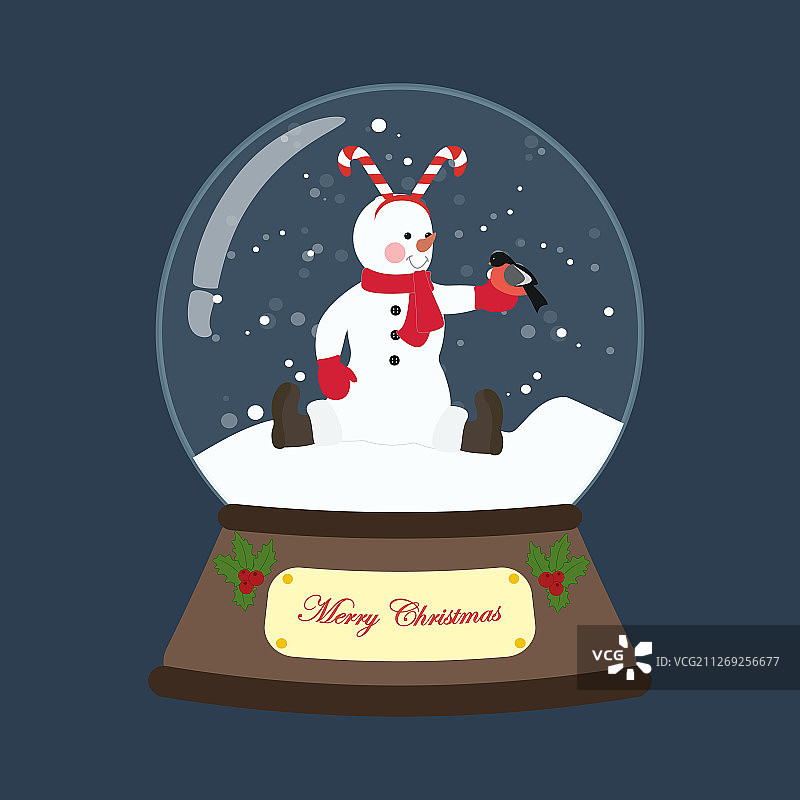 雪球中的圣诞服装雪人图片素材