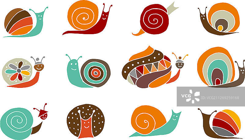 有趣的蜗牛标志设计图片素材